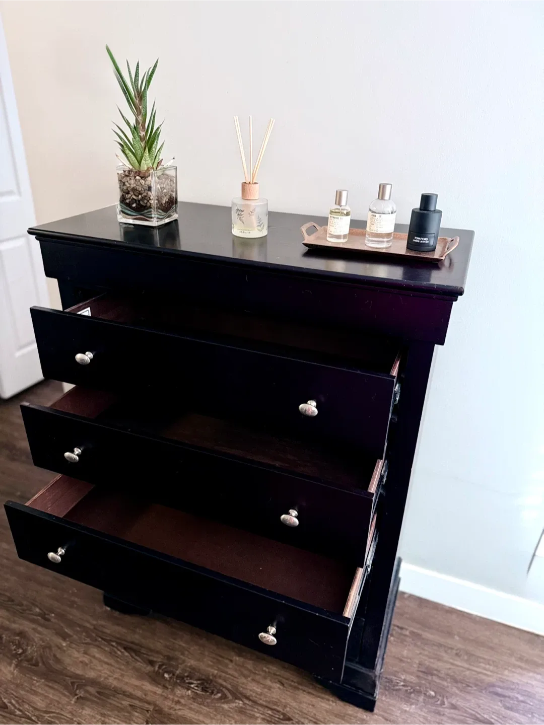 Black Wooden Chest of Drawers image indicator(2)