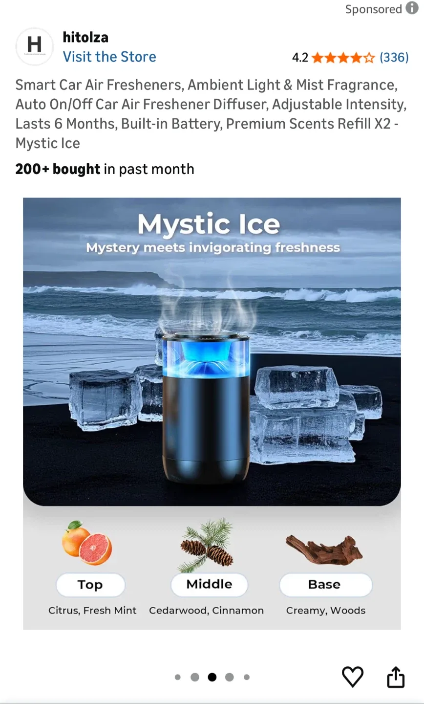 Hitolza Smart Car Air Freshener - Mystic Ice image indicator(3)