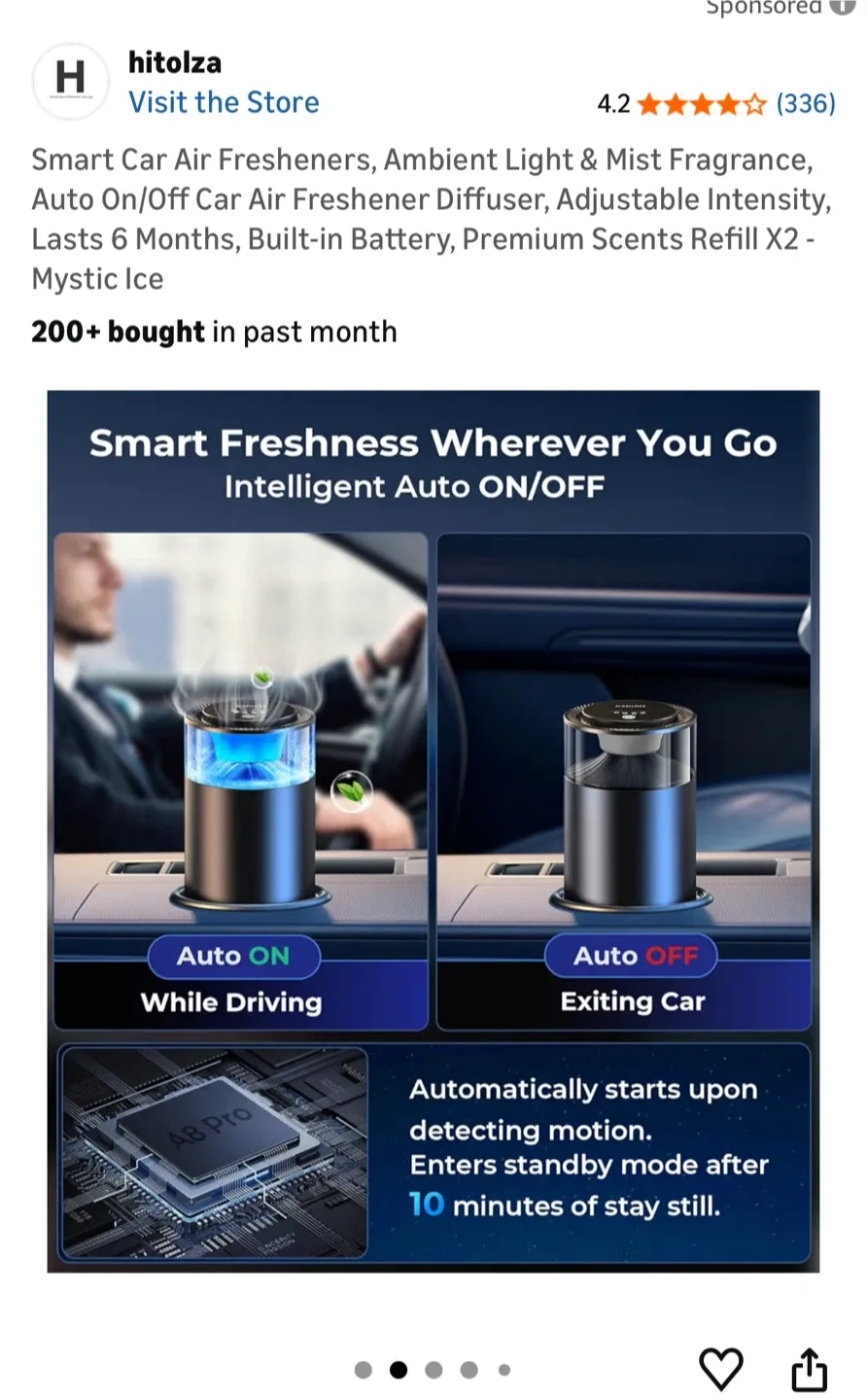 Hitolza Smart Car Air Freshener - Mystic Ice image indicator(2)