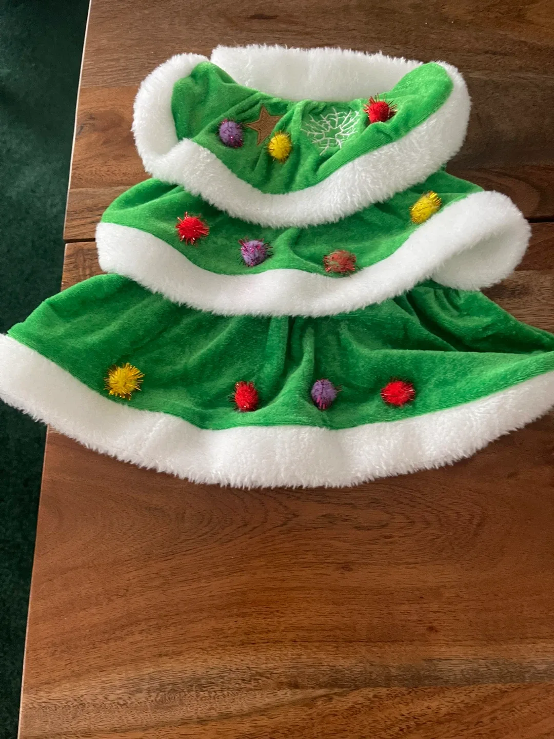 Christmas Tree Dog Costume - Green & White