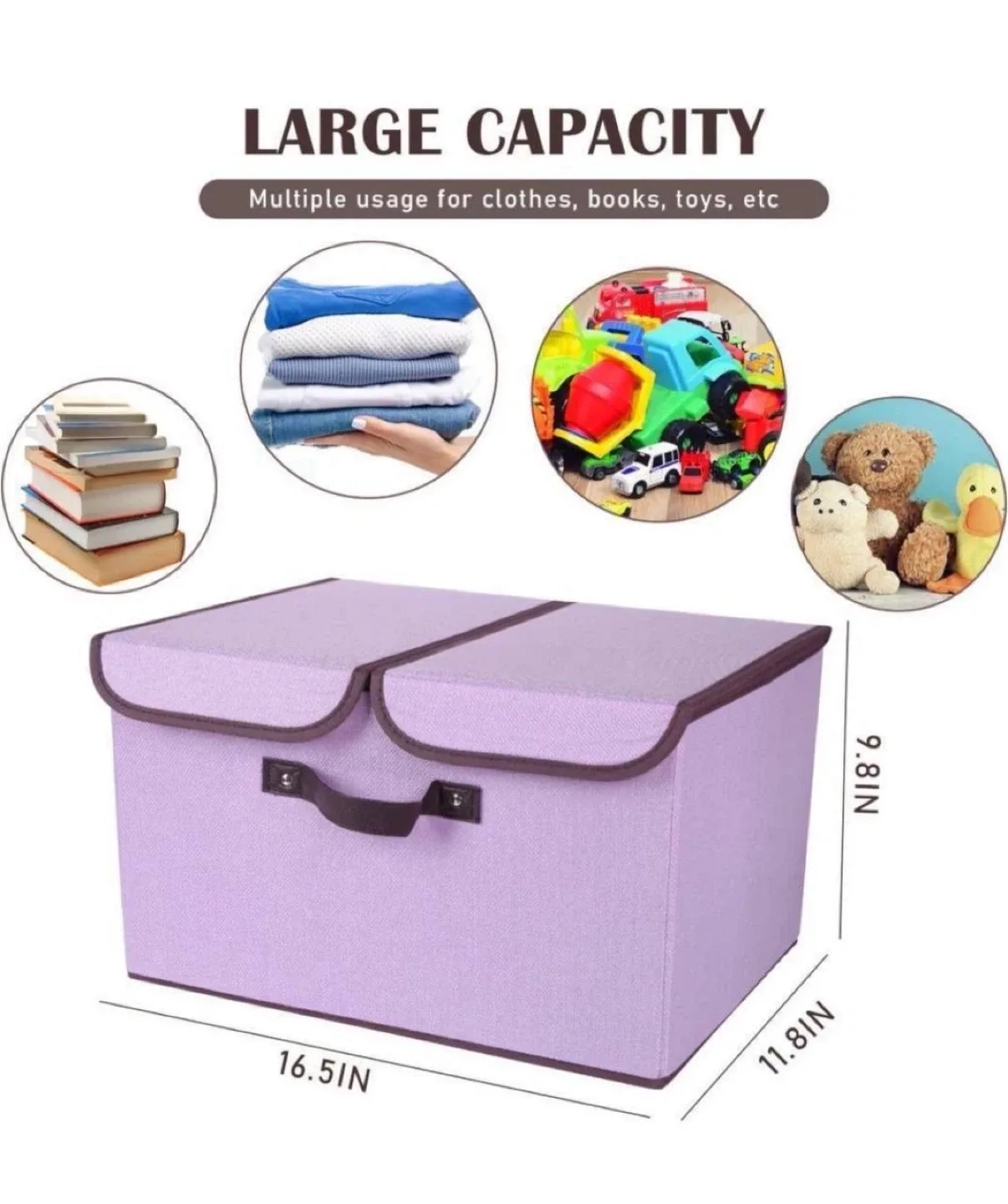 Lilac Fabric Storage Bin with Lid - 4 pcs image indicator(2)