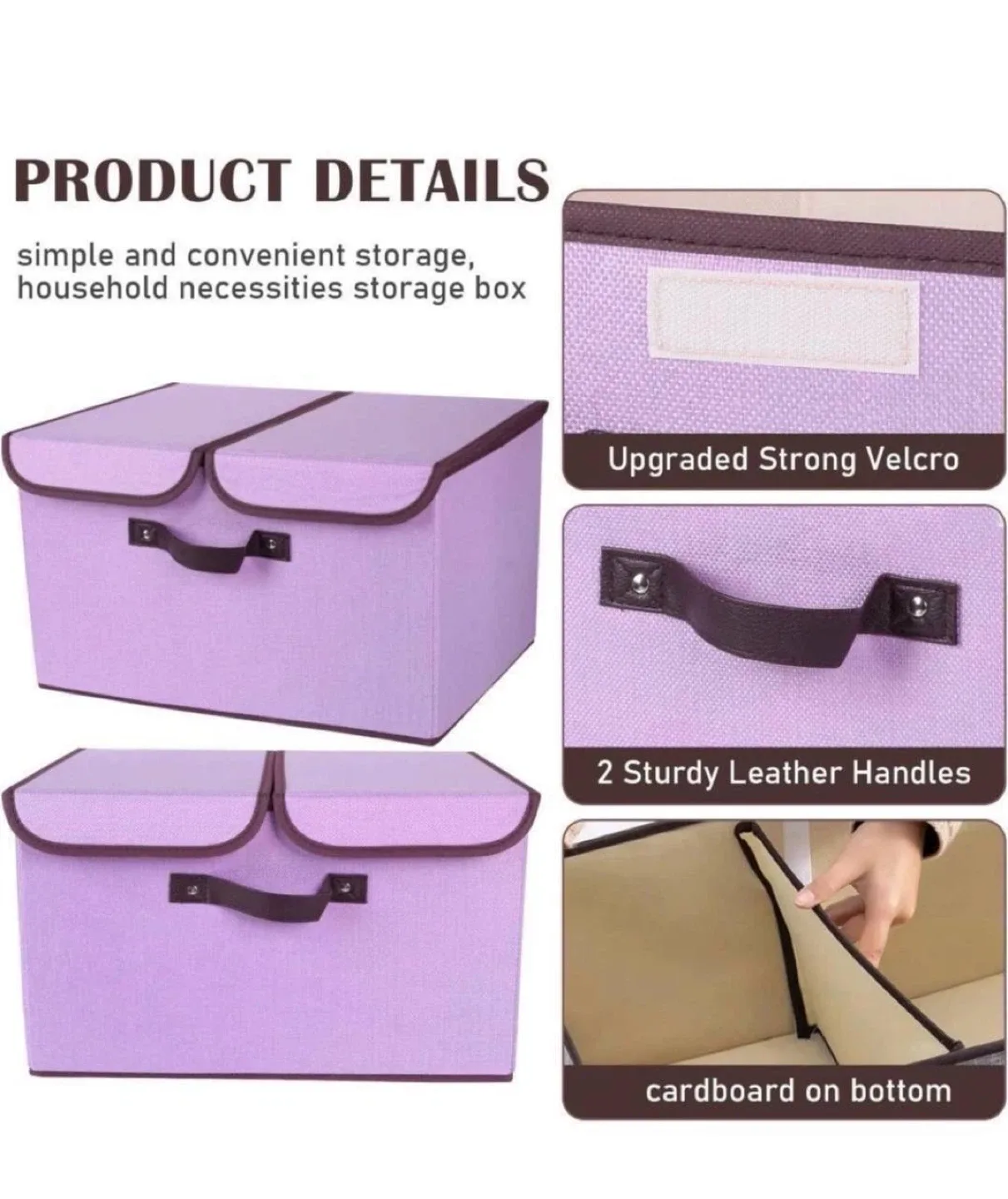 Lilac Fabric Storage Bin with Lid - 4 pcs image indicator(4)