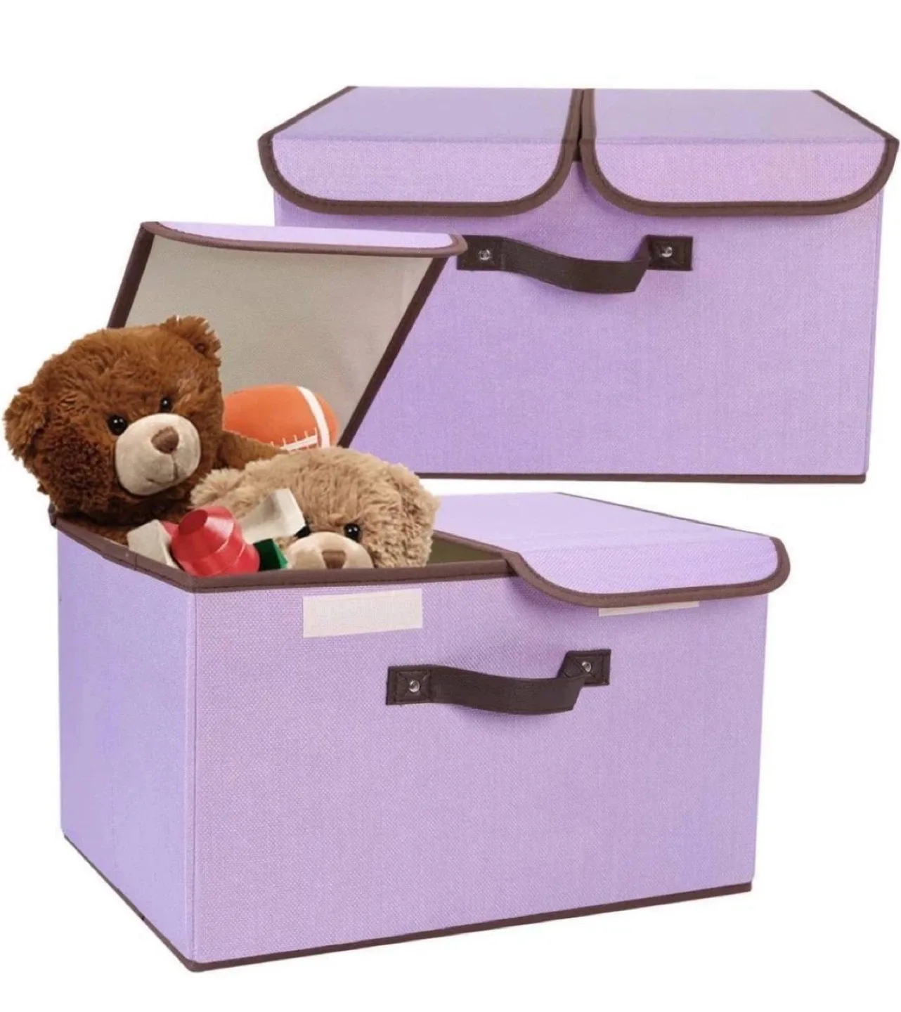 Lilac Fabric Storage Bin with Lid - 4 pcs image indicator(3)