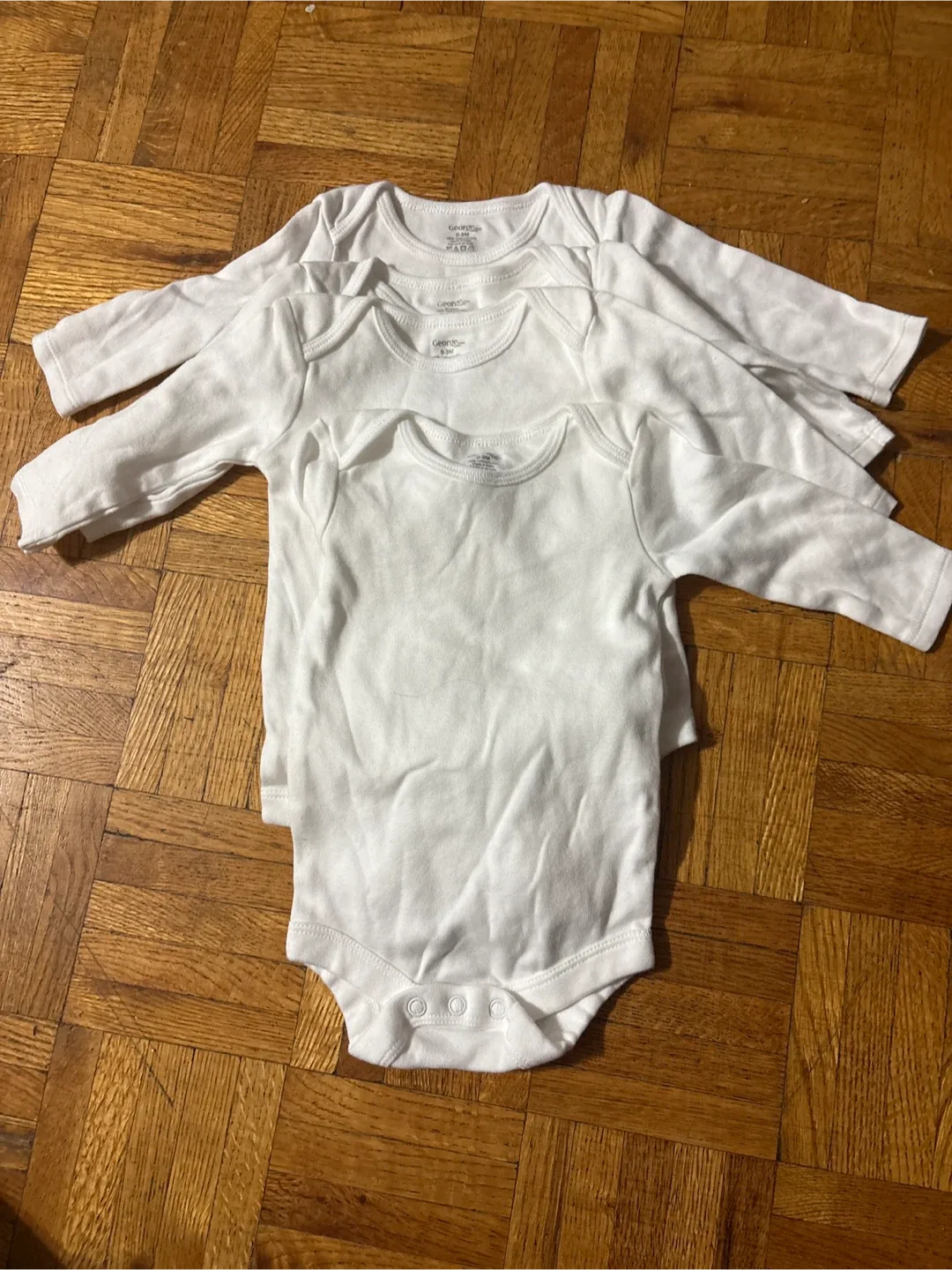 George 4 Baby White Onesies 0-3 Months