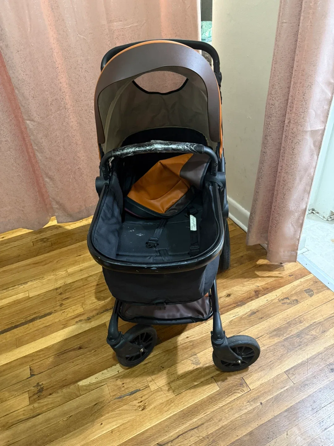 Orange & Black Baby Stroller