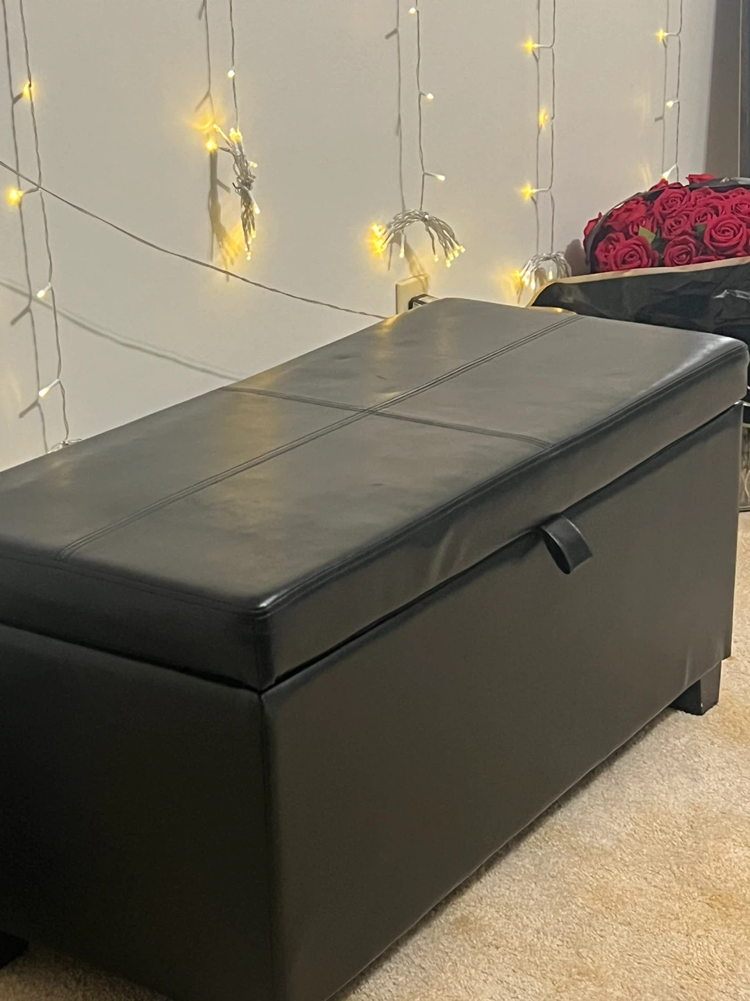 Black Storage Ottoman Bench - photo 3
