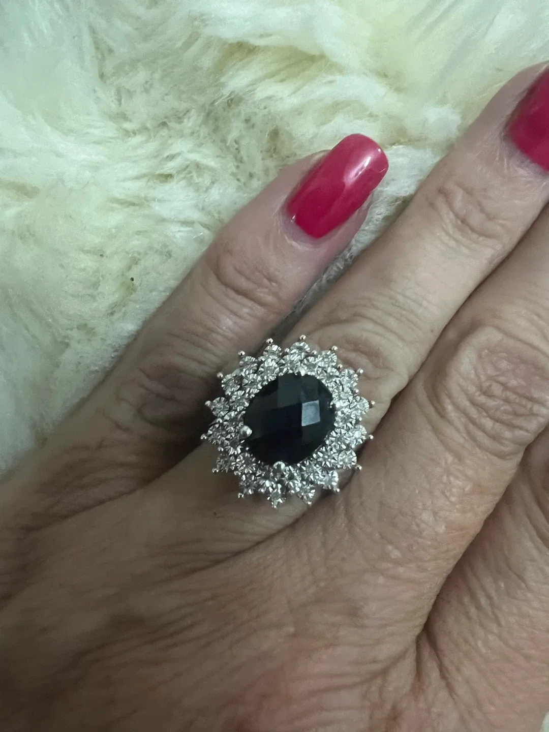 10 k  black sapphire Ring with diamonds w/appraisal