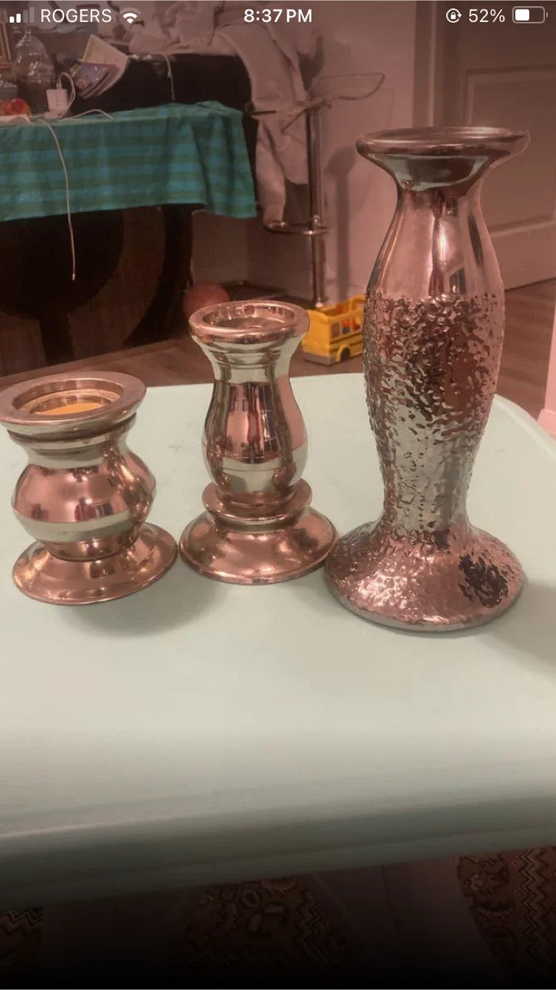 Candle Holder Set - 3 Pieces sliver color
