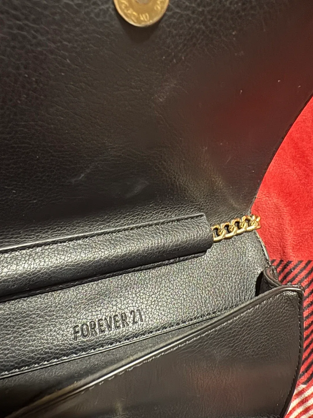 Forever 21 Black Clutch with Gold Chain image indicator(2)
