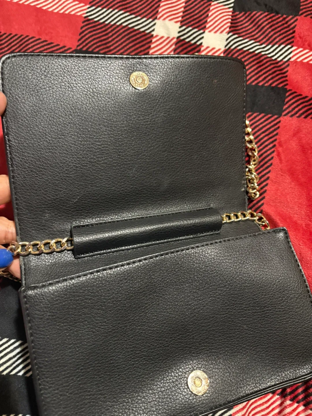 Forever 21 Black Clutch with Gold Chain image indicator(3)
