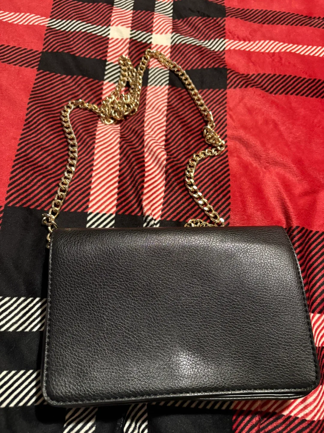 Forever 21 Black Clutch with Gold Chain