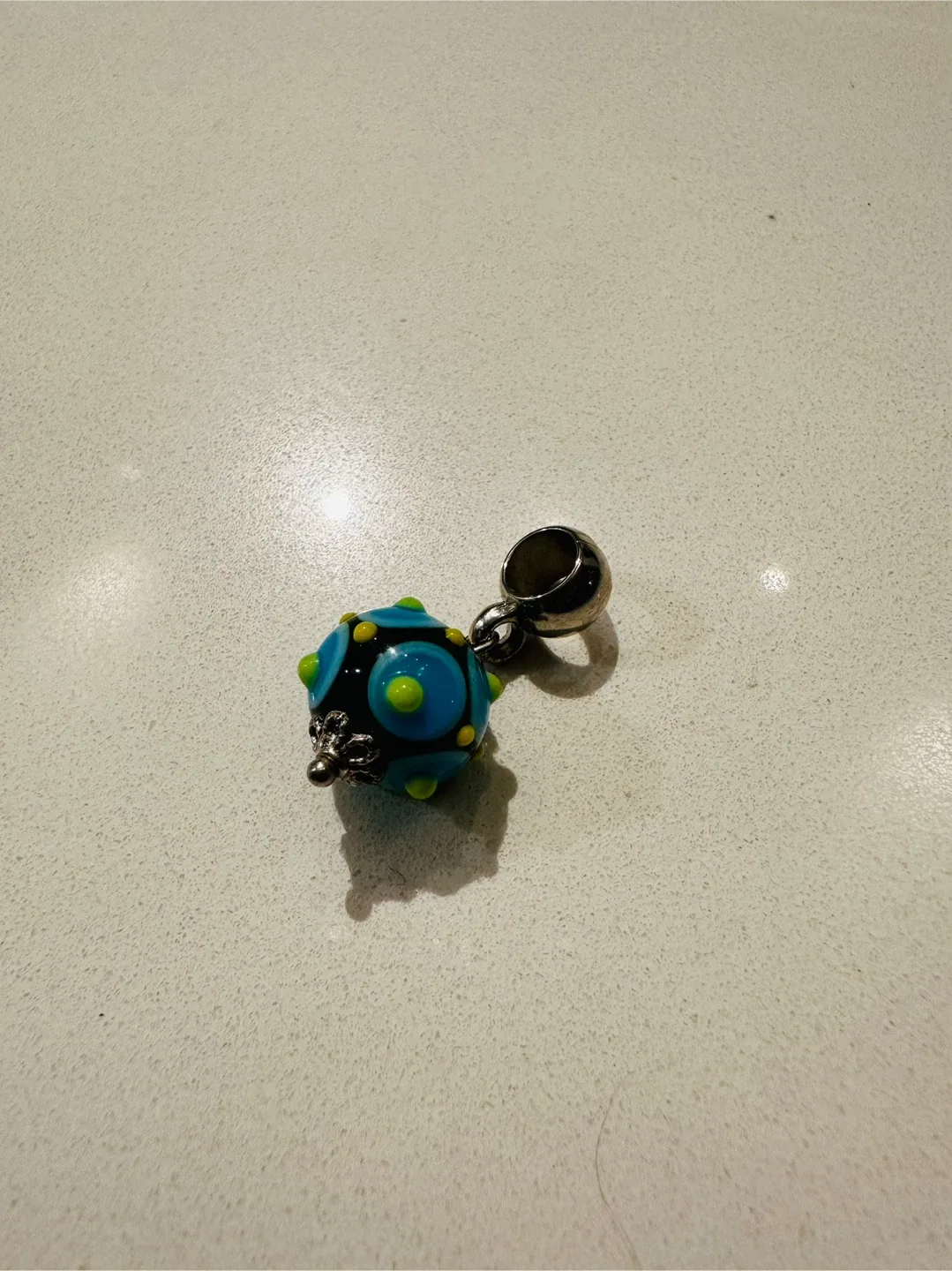 Blue & Black Glass Bead Charm