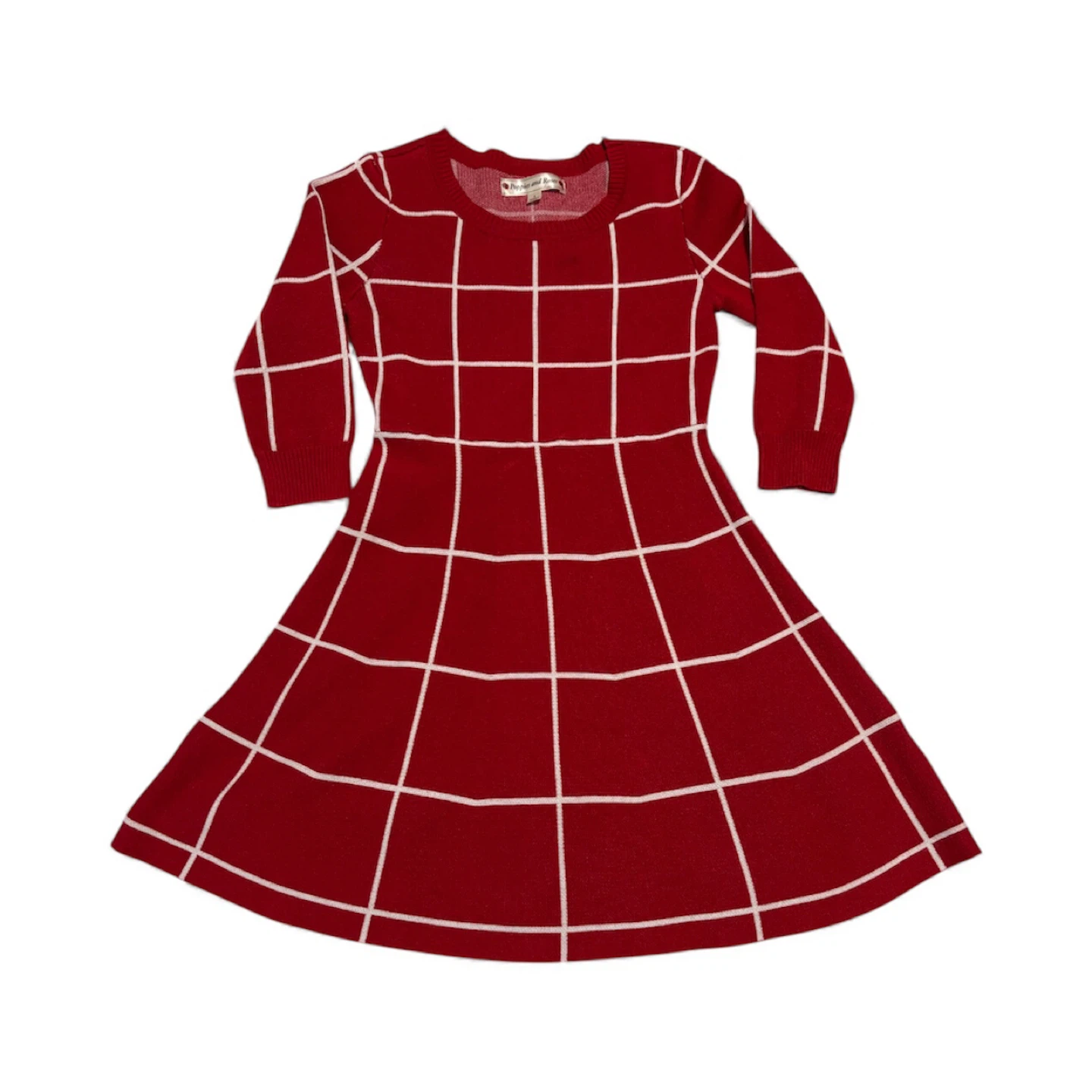 Poppies and Roses Red Grid Dress - Size 8