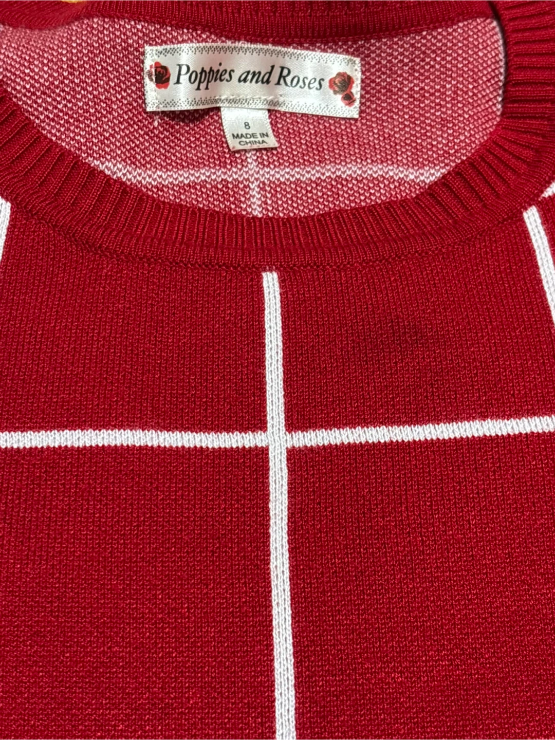 Poppies and Roses Red Grid Dress - Size 8 - photo 2
