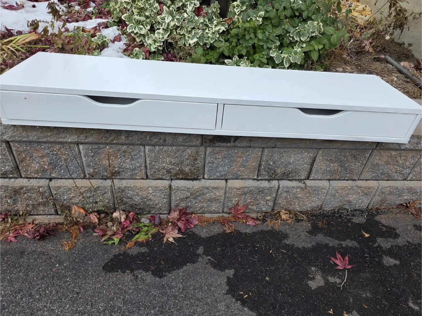 Ikea White Floating Shelf with Drawers - 47 inches