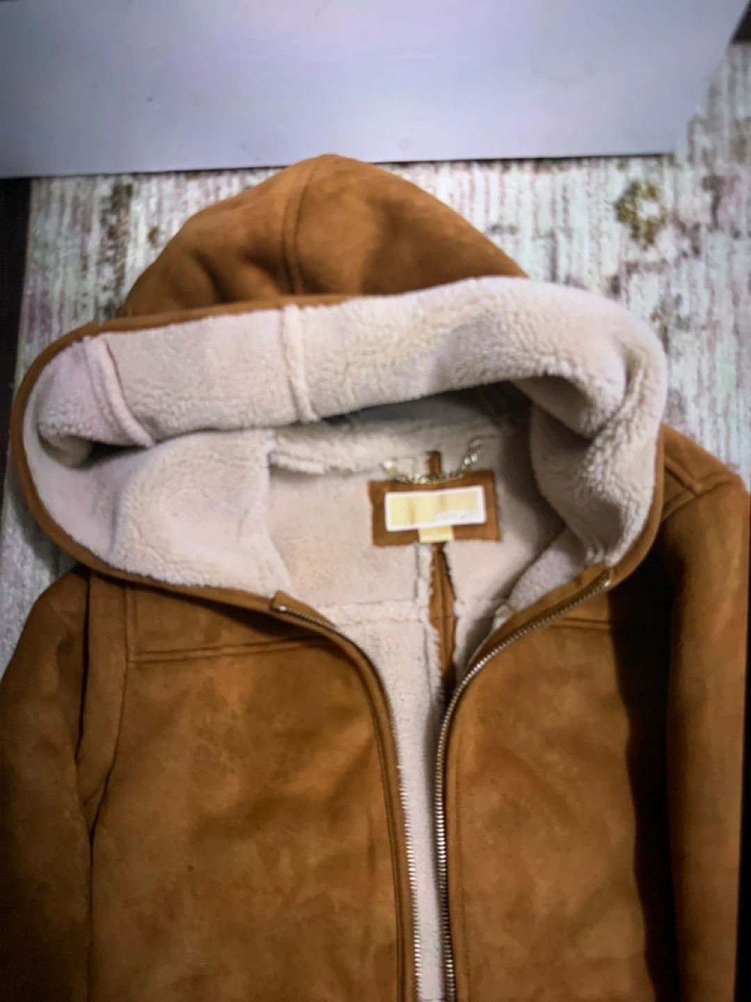 Michael Kors Brown Faux Suede Hooded Coat - Size M - photo 2