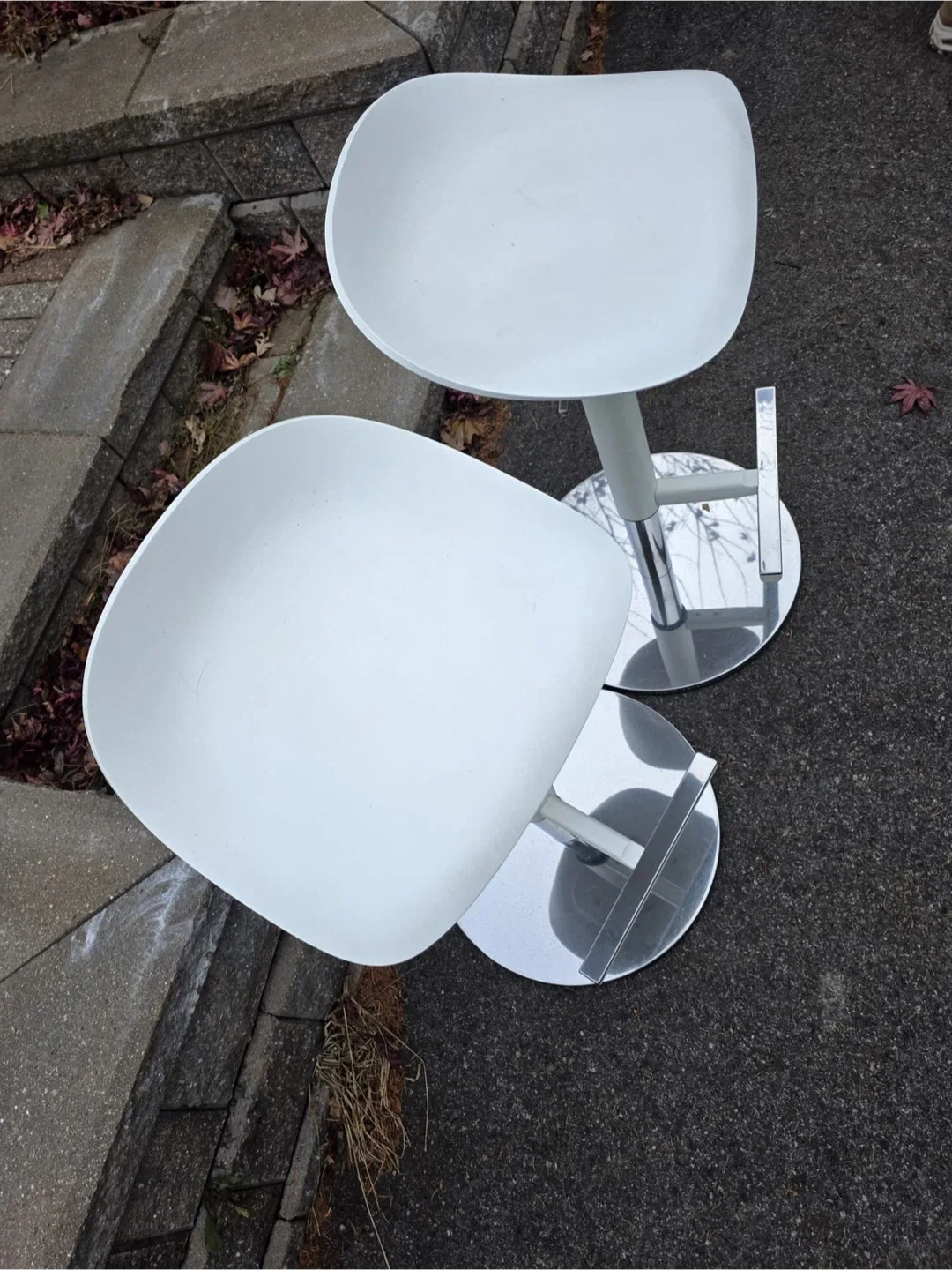 Ikea Two White Adjustable Bar Stools