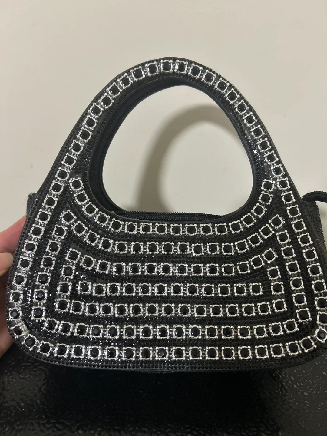 Black Beaded Mini Handbag