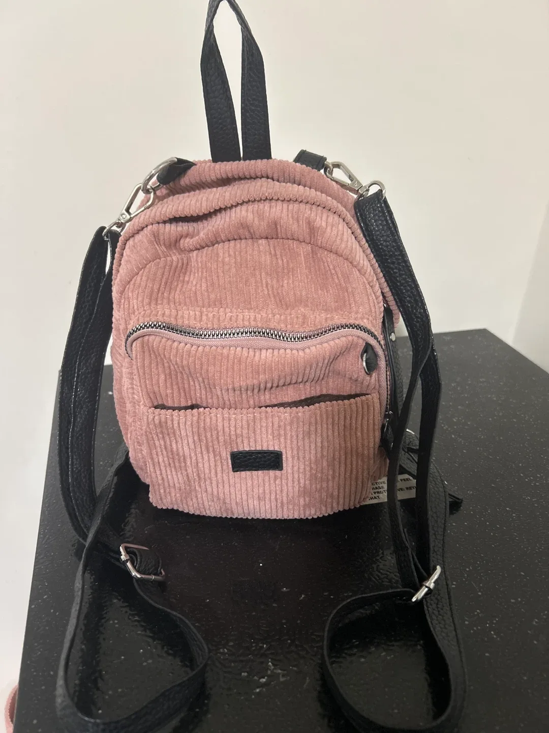 Pink Corduroy Mini Backpack
