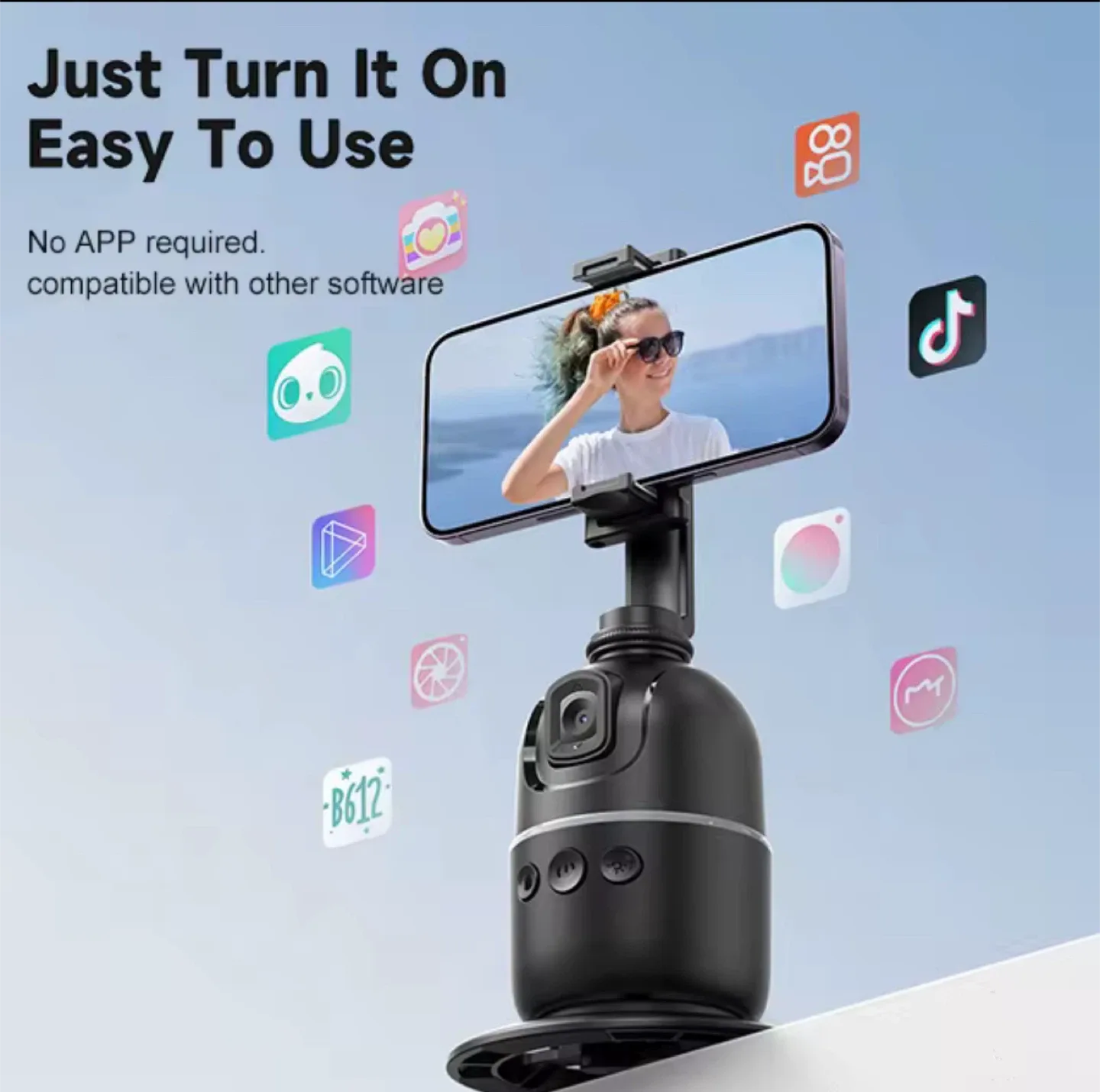 New pack 360° Rotation Auto Face Tracking Phone Holder image indicator(2)