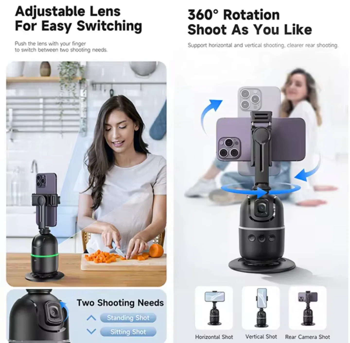New pack 360° Rotation Auto Face Tracking Phone Holder image indicator(5)