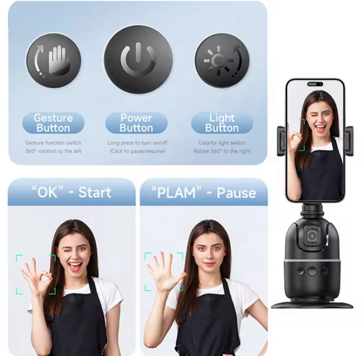 New pack 360° Rotation Auto Face Tracking Phone Holder image indicator(4)