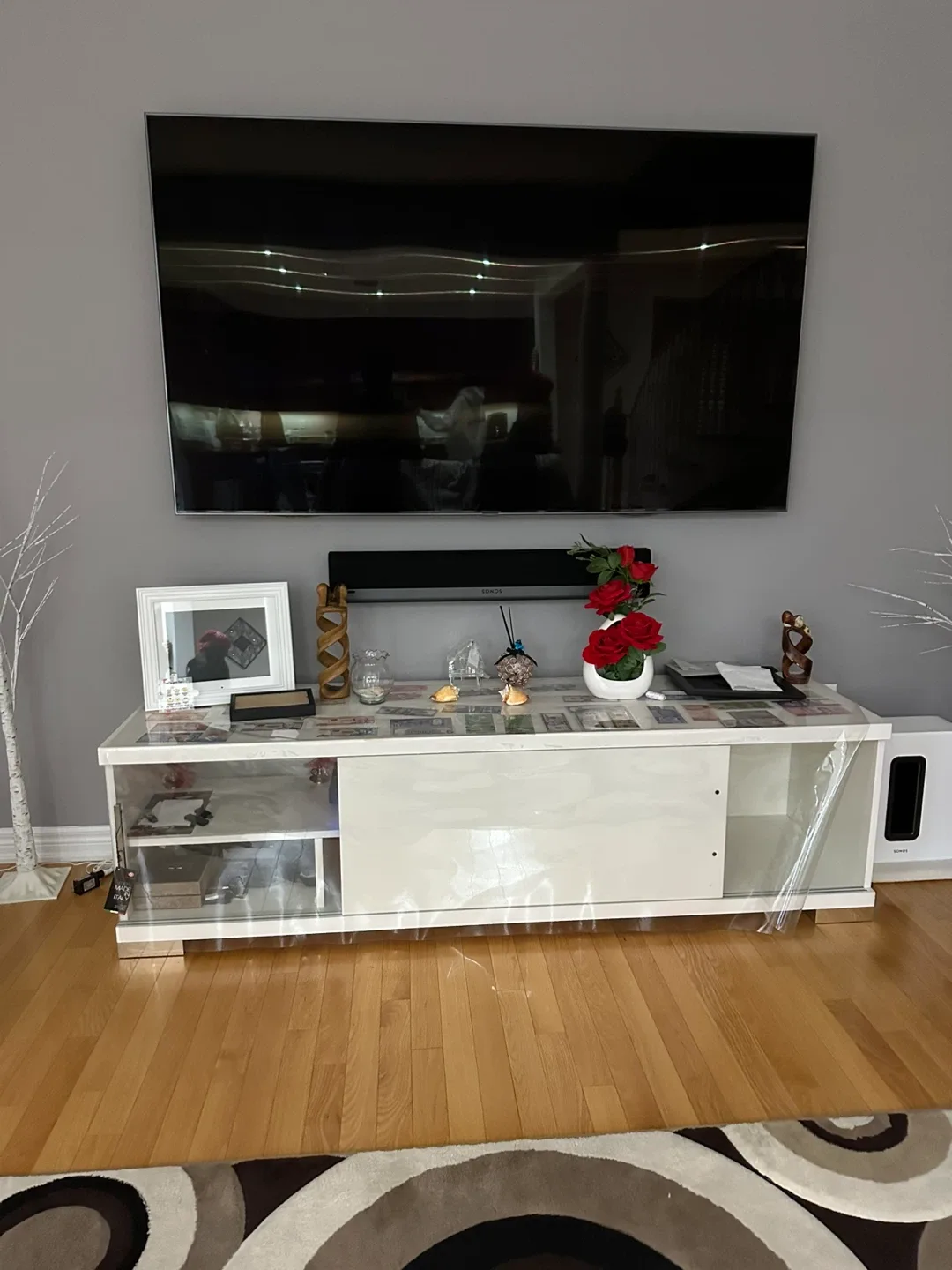 White TV Stand - 83 inches