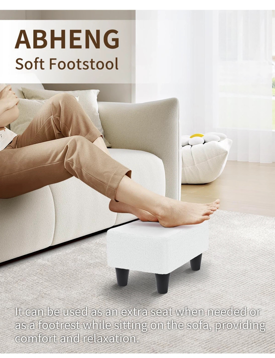 New pack  Soft Footstool - White - photo 3