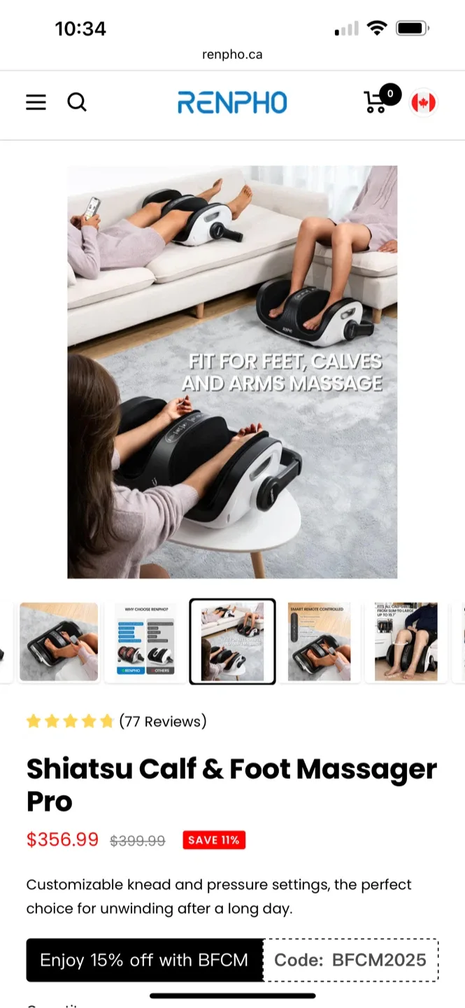 RENPHO Shiatsu Calf & Foot Massager Pro - New in Box! image indicator(5)