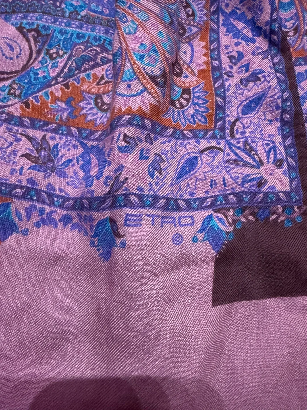 Etro Purple Wool & Silk Scarf Italy