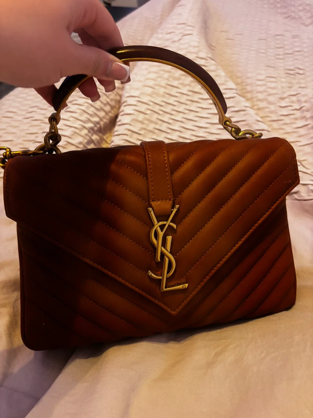 Saint Laurent Brown Leather Shoulder Bag