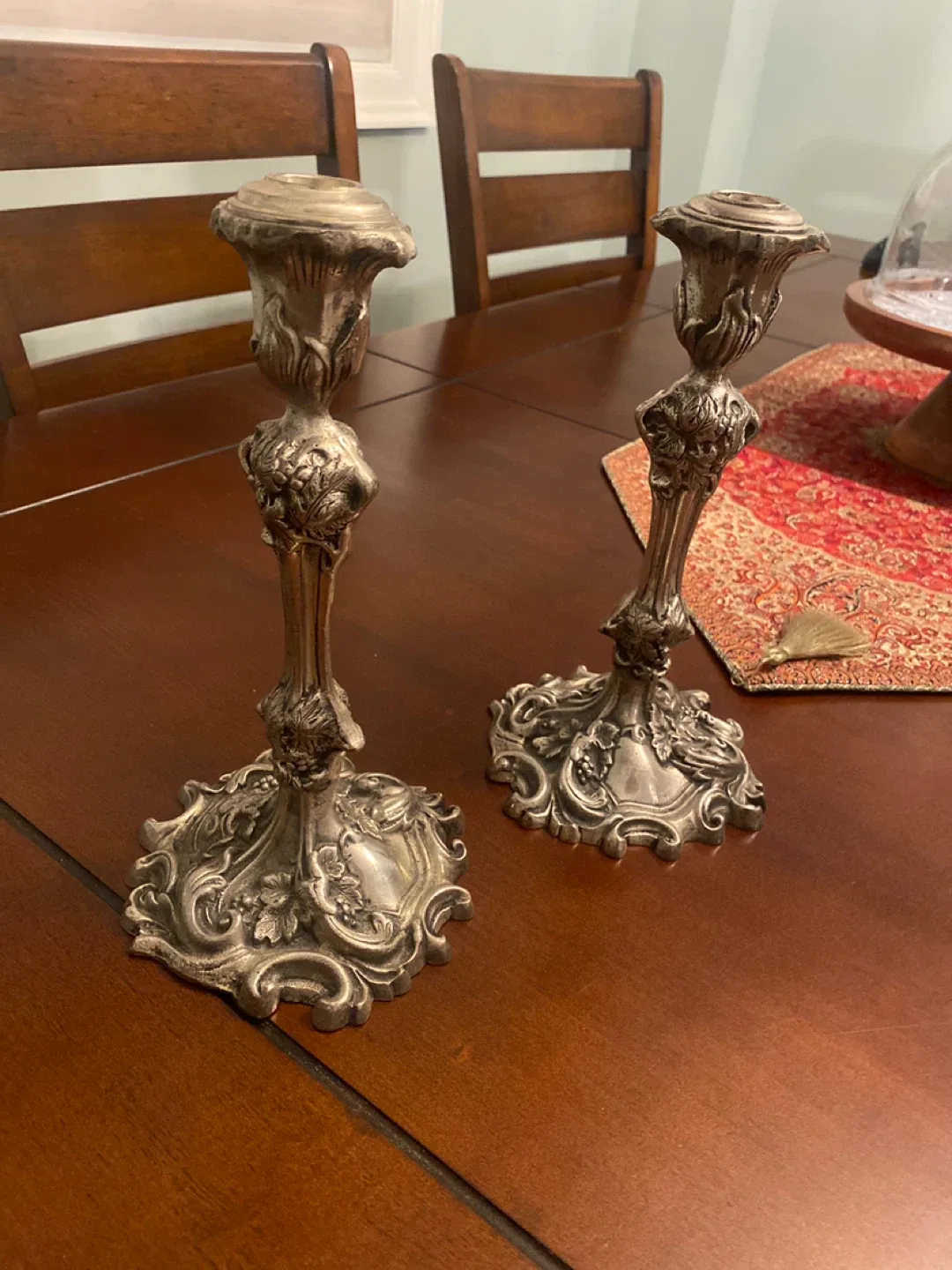 Vintage Ornate Silver Candlestick Holders