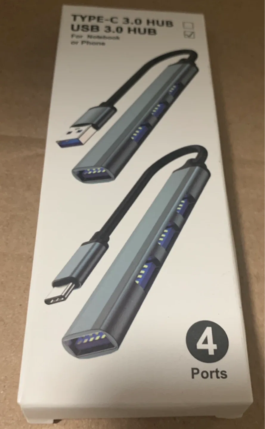 Type-C 3.0 & USB 3.0 4-Port Hub - Silver