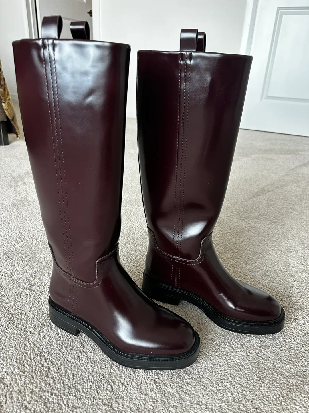 ZARA Burgundy Riding Boots - Size 37