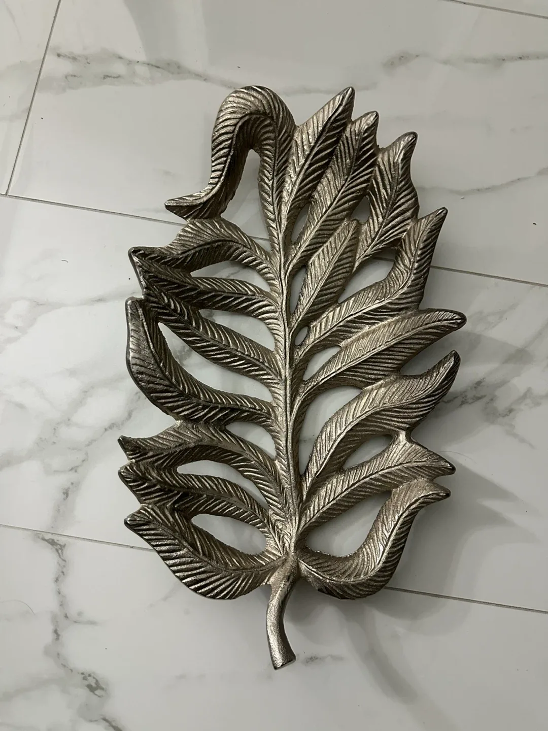 Silver Decorative Leaf Tray