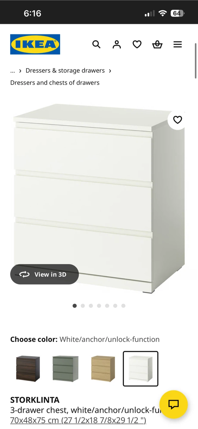 IKEA STORLINTA 3-Drawer Chest - Black - photo 2