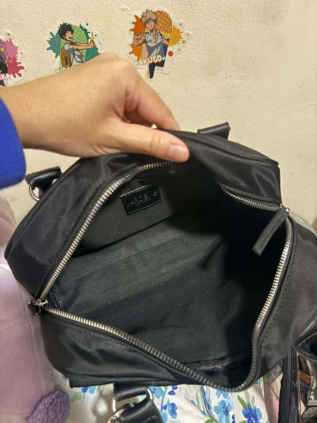 Ardene Black Nylon Shoulder Bag with Charm image indicator(3)