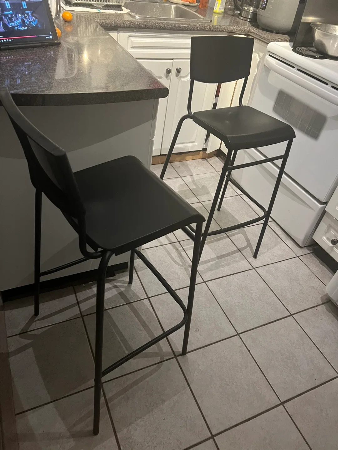 Black Bar Stools - Set of 2