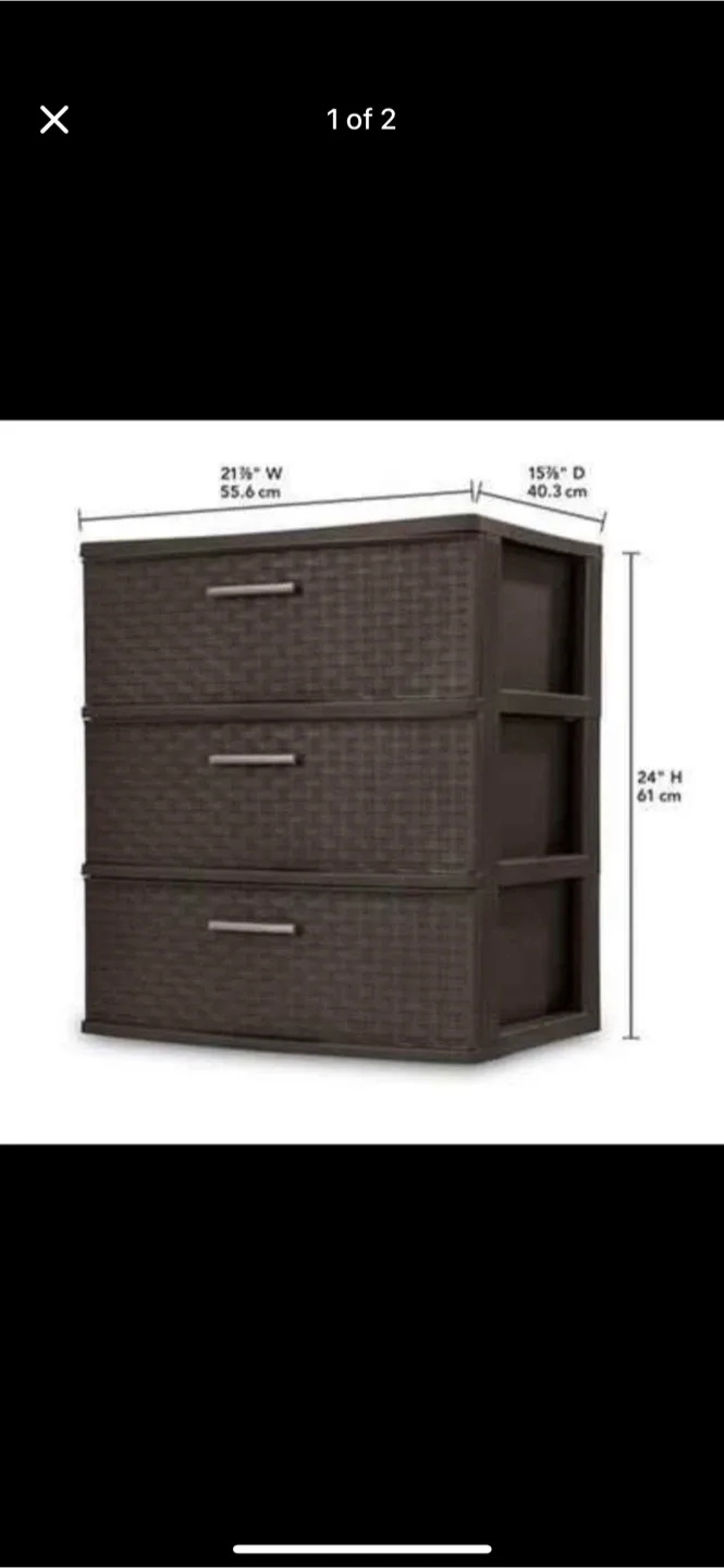 3-Drawer plastic Wide Weave Tower - Brown image indicator(2)