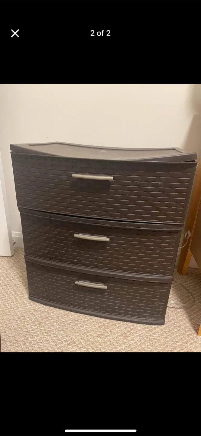 3-Drawer plastic Wide Weave Tower - Brown