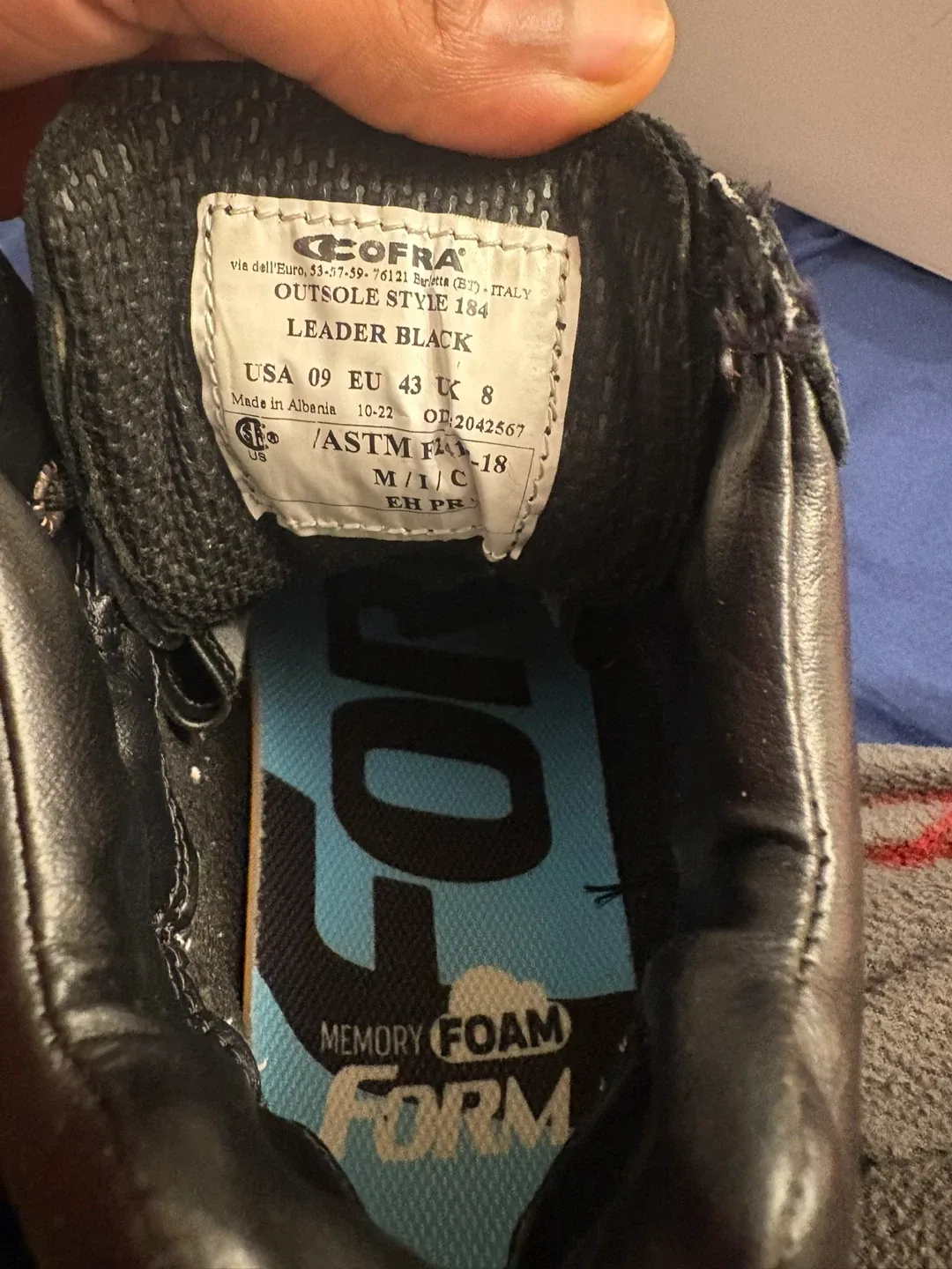 NEW Cofra Leader Black Work Boots w/ Memory Foam Insole - Size 9 image indicator(2)