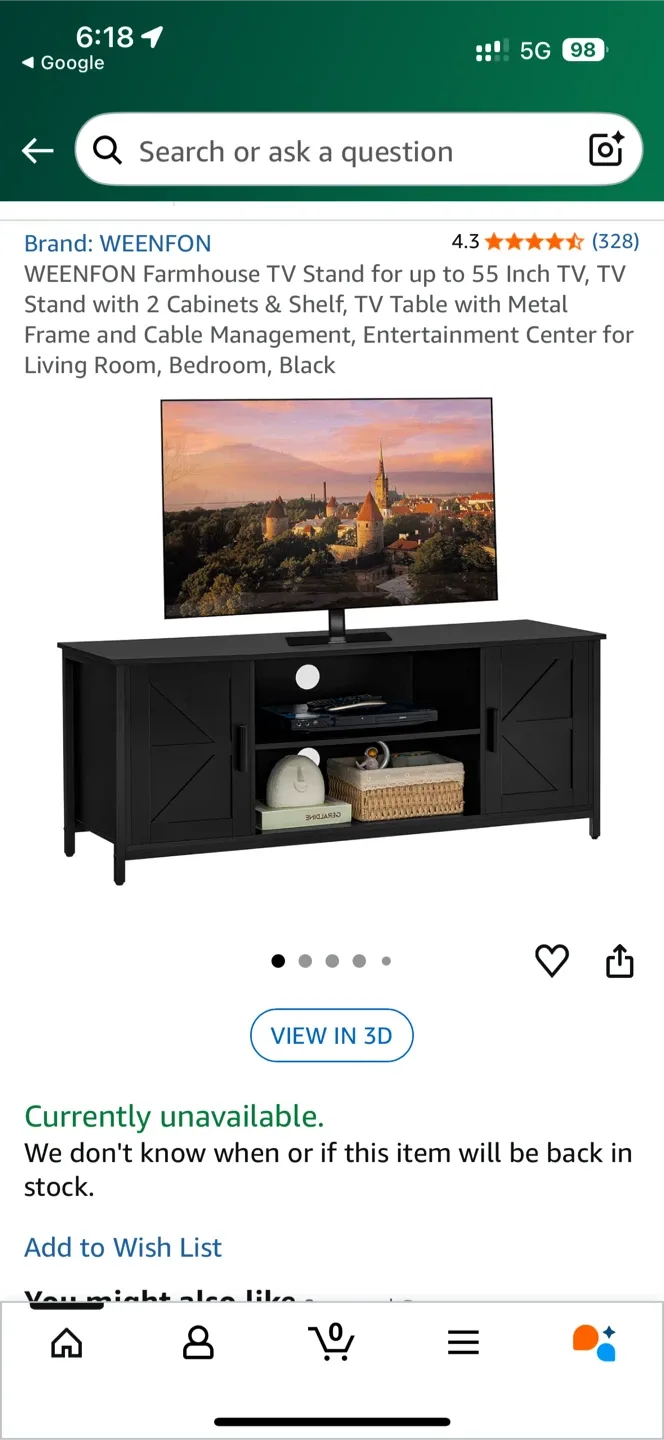 WEENFON Farmhouse TV Stand - Black image indicator(2)