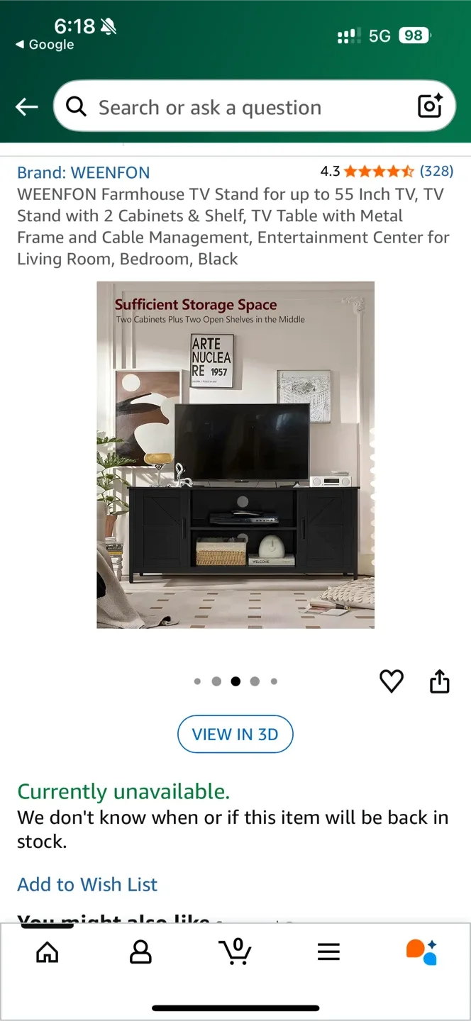 WEENFON Farmhouse TV Stand - Black image indicator(4)