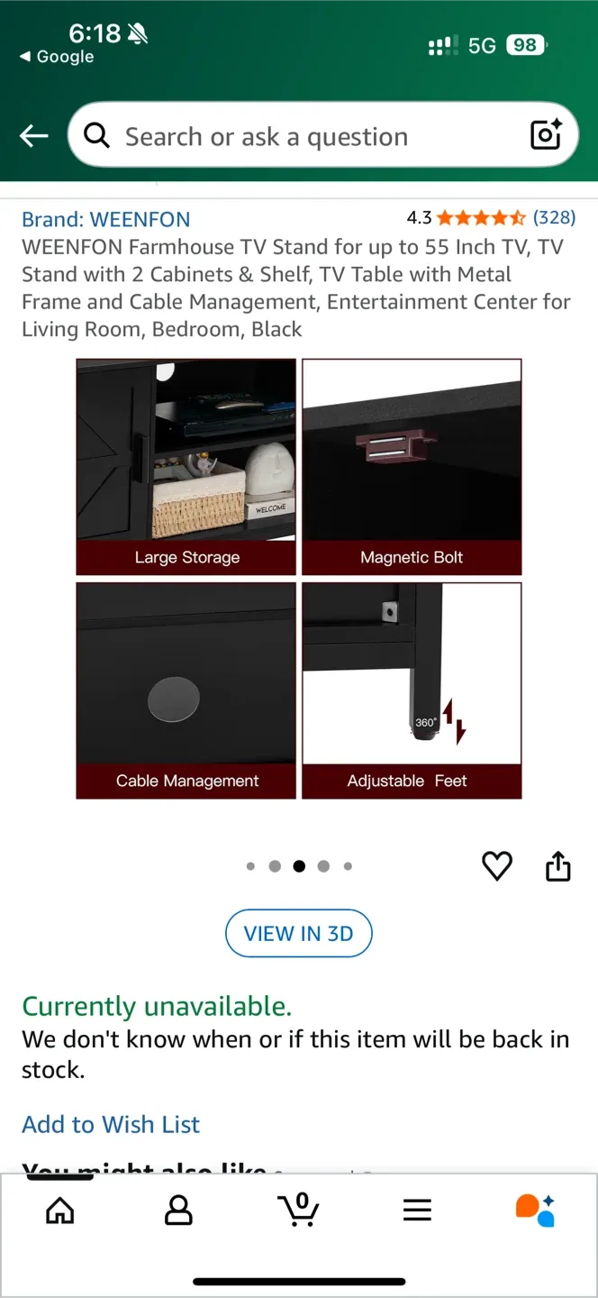 WEENFON Farmhouse TV Stand - Black image indicator(5)