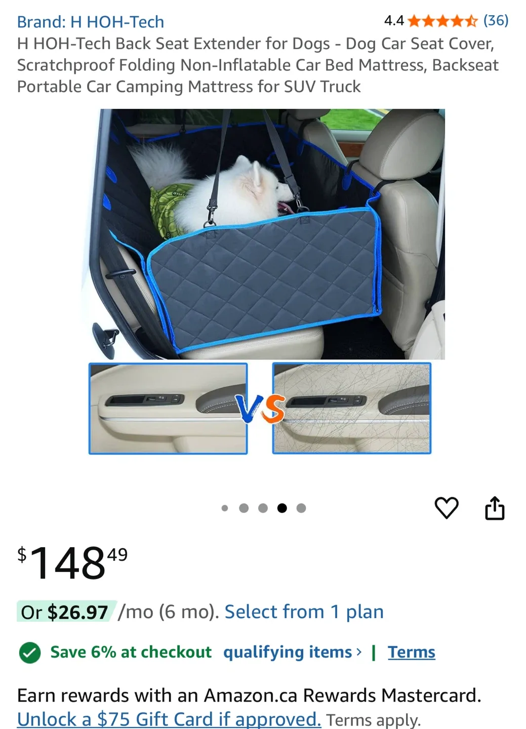 New! H HOH-Tech Dog Car Seat Extender