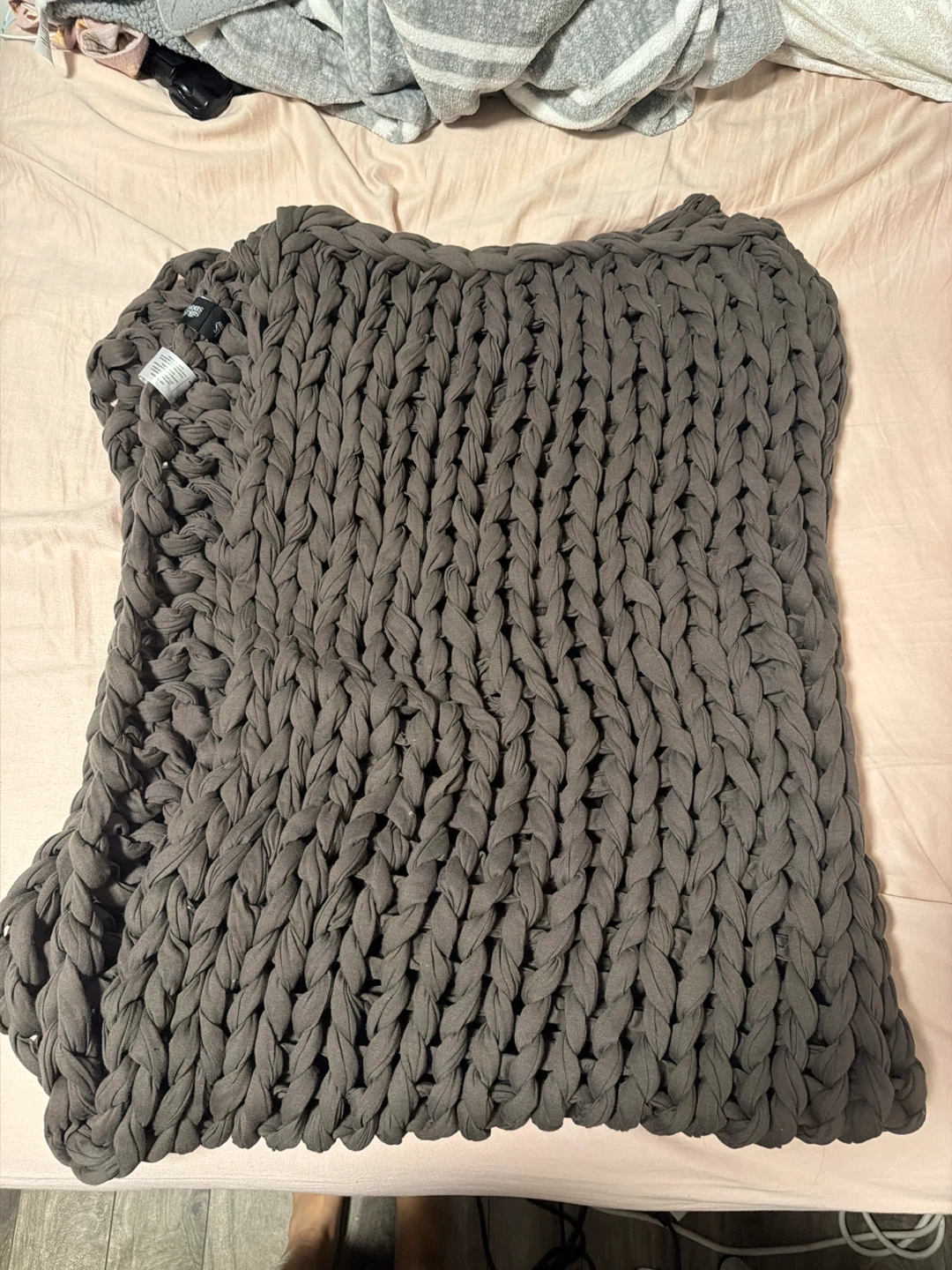 Silk & Snow Hand Knitted Weighted Blanket - Chestnut - photo 2