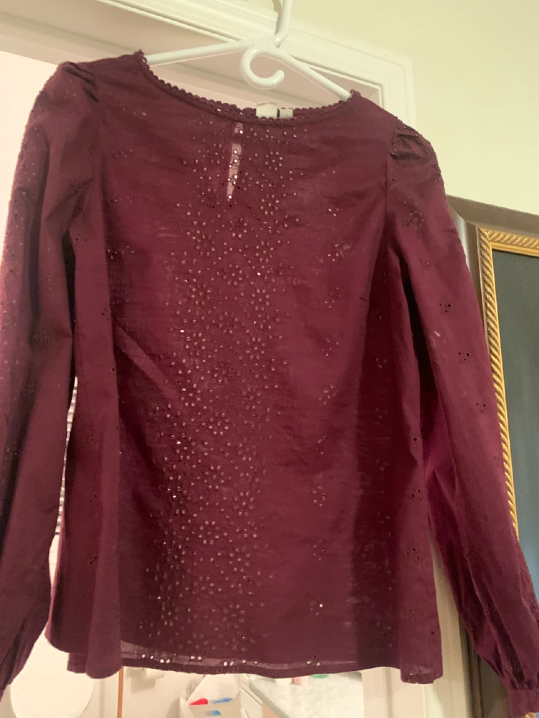 GAP Burgundy Eyelet Blouse - Size SP