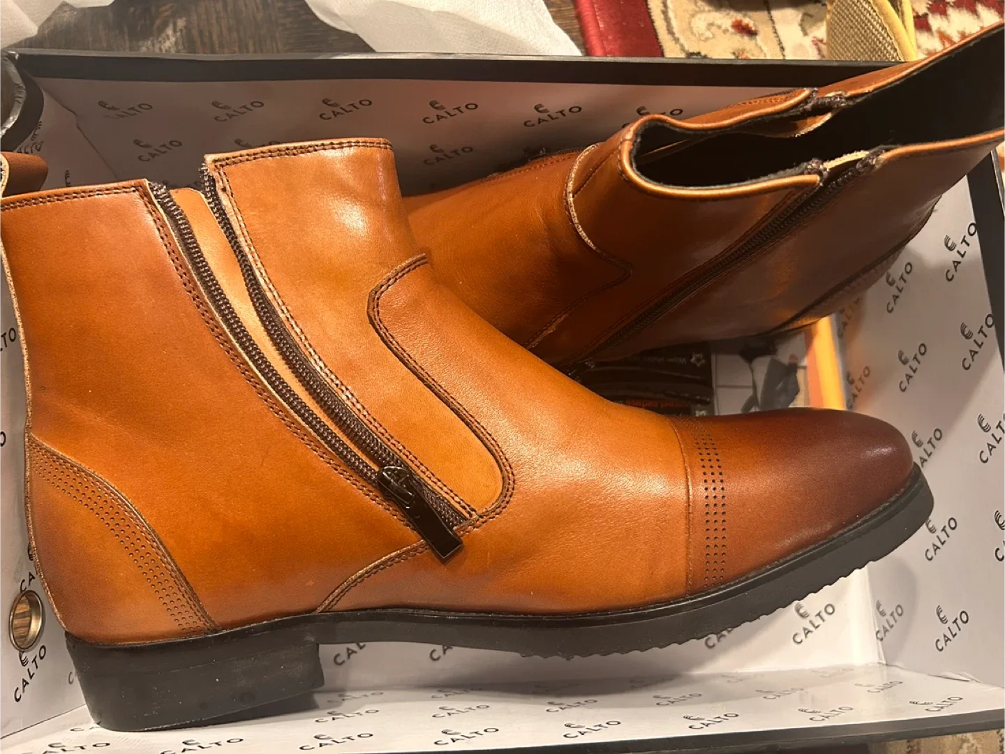 CALTO Y70623 Rust Brown Leather Elevator Boots - Size 8 image indicator(8)