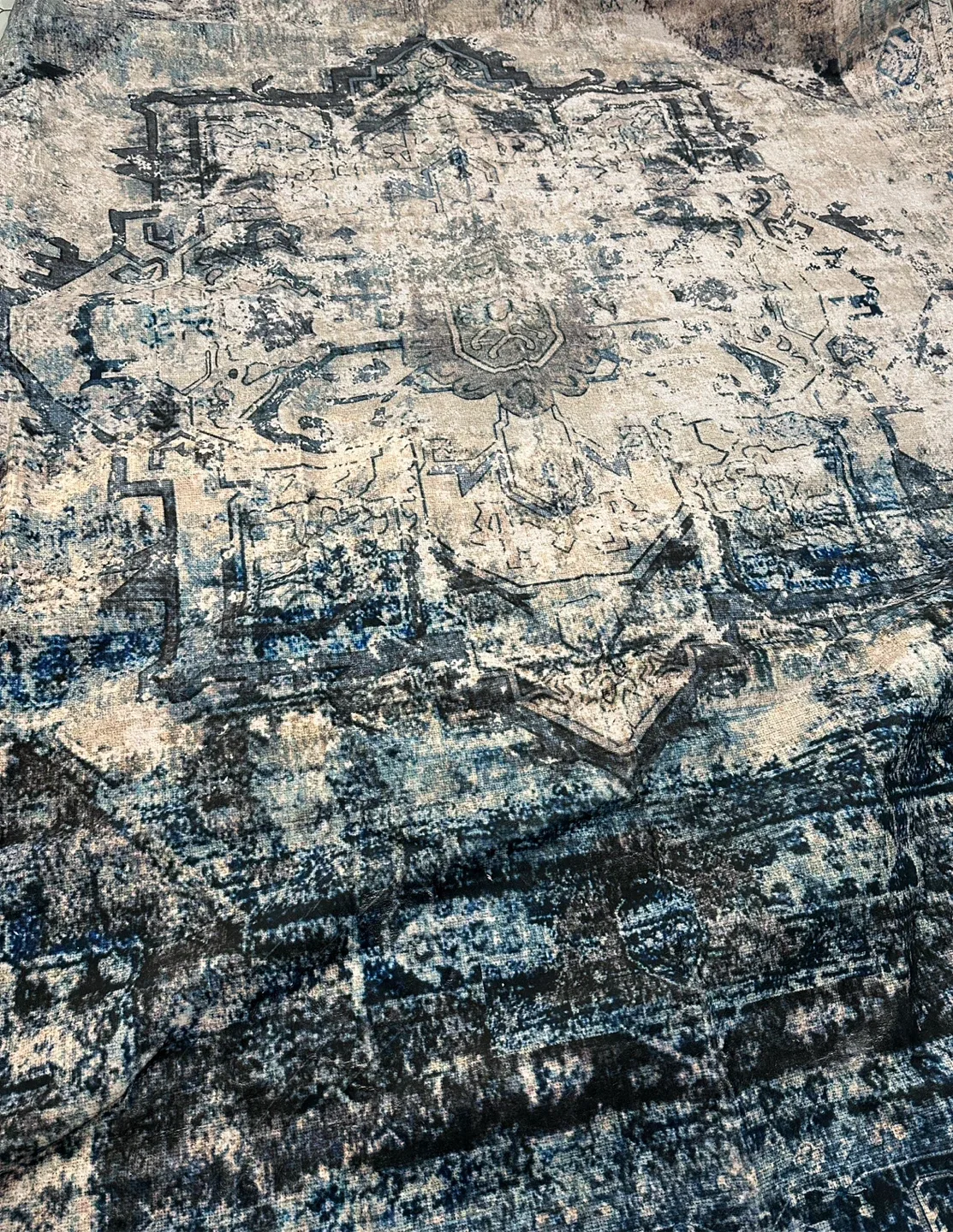 Brand New Blue Grey Washable 9’x12’ Area Rug