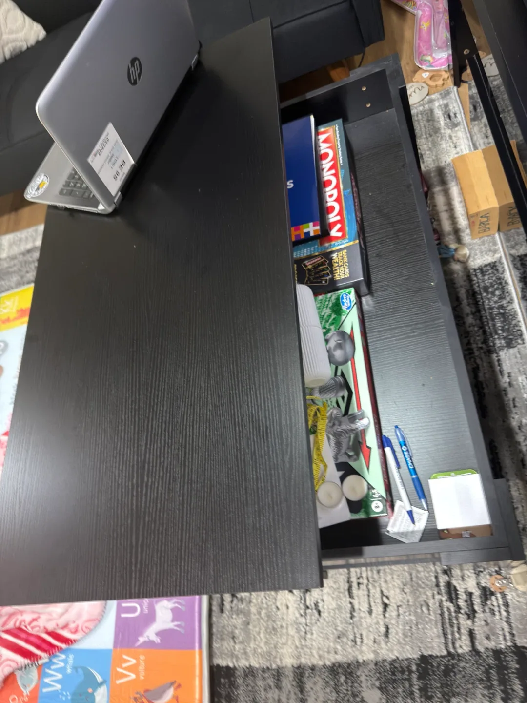Black Coffee Table with Storage Shelf image indicator(2)